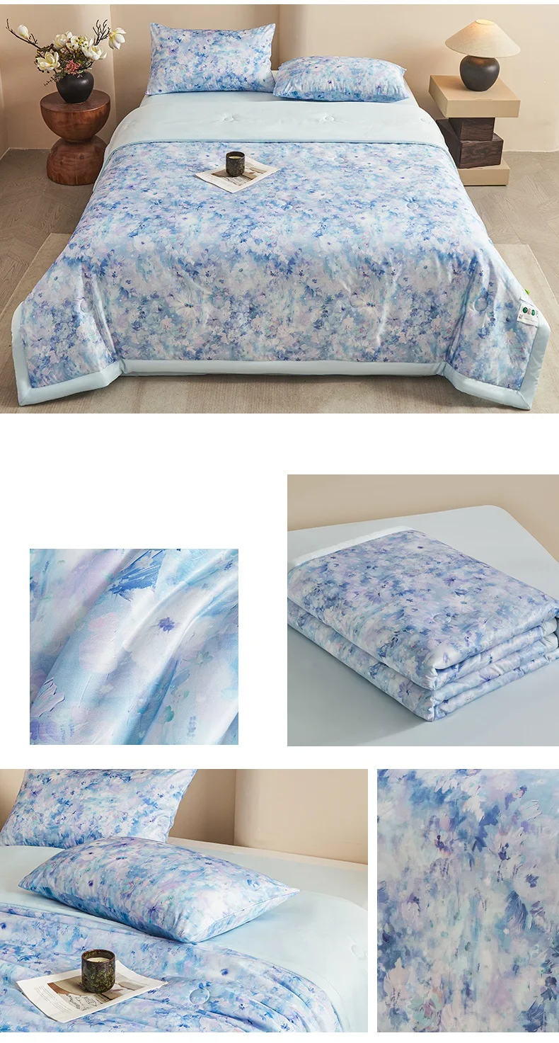 1pc Skin-friendly Quilts Soft Duvet Single/Double/Queen Size Comforter Quilted Blanket Home Bedspread 여름이불 (No Pillowcase)