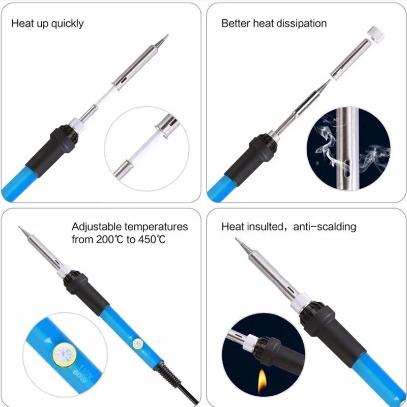 Versatile Adjustable Temperature Electric Soldering Iron 60W – Precision Welding and Repair Tool