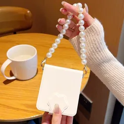 Xiaomi MIX Flip 2 Case with Bracelet - Premium Artificial Leather Shockproof Hard Cover - Xiaomi mix flip 2 (WHITE)