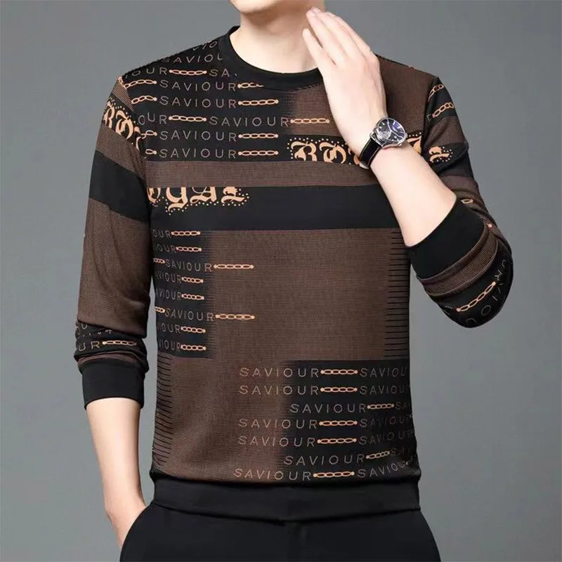 KPOP Fashion Style Harajuku Slim Fit Tshirts Loose Casual All Match Insert T-shirts Printed Patchwork Long Sleeve Sweatshirt