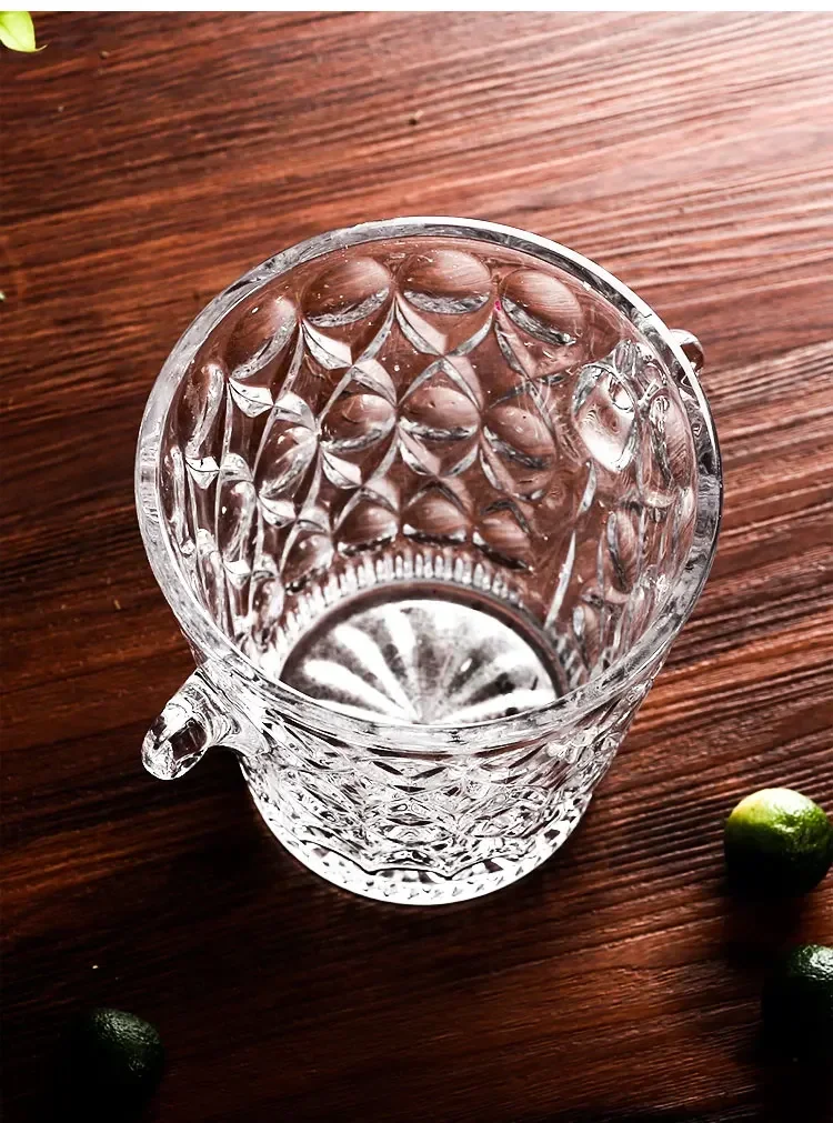 Japanese Lead-free Glass Small Bartender Carving Bar KTV Cocktail Ice Champagne Bucket 1.5L