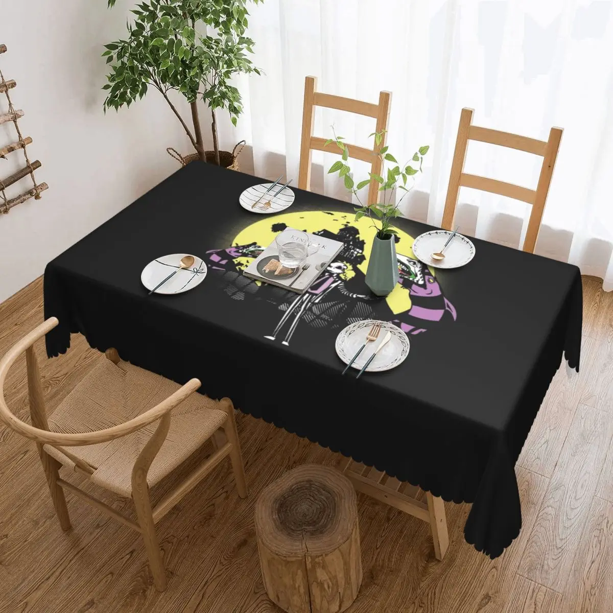 Retro Vintage Beetlejuice Tablecloth Rectangular Waterproof Tim Burton Halloween Movie Table Cover Cloth For Kitchen