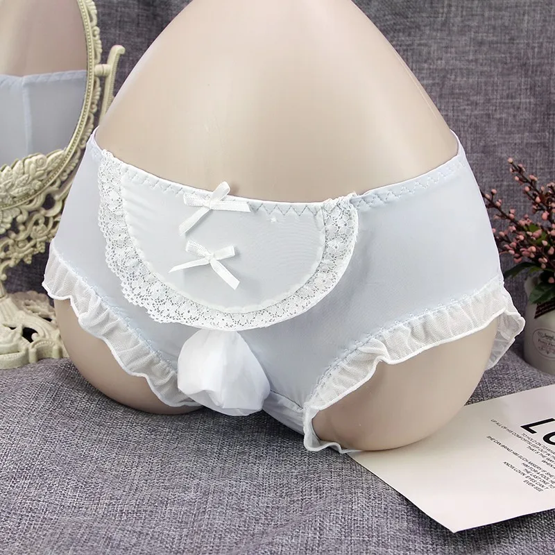 New Men Lace Panties Briefs Ruffled Gay Sissy Sexy Lingerie Low Waist Jockstrap Underwear Ropa Interior Sexi Para Hombre
