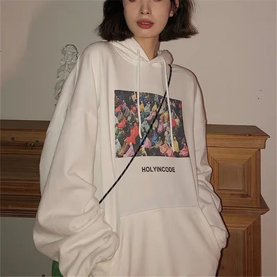 

American Retro Sweet Cool Hooded Sweater Women's Thick Velvet Spring And Autumn Loose Bf Lazy Wind Oversize Hooded Top