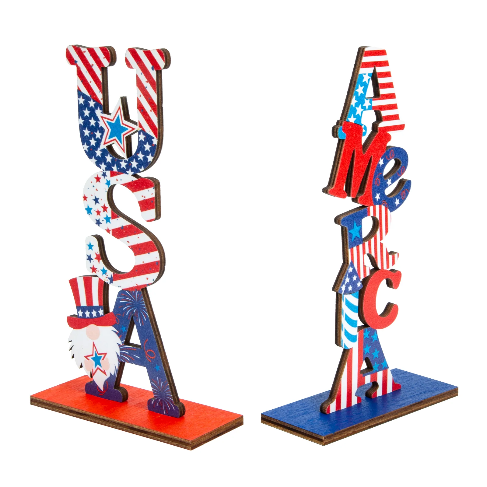 

Patriotic American Signs USA Letter Figurine Wooden Ornament For The USA Patriotic Tiered Tray Decor Patriotic Table Sign