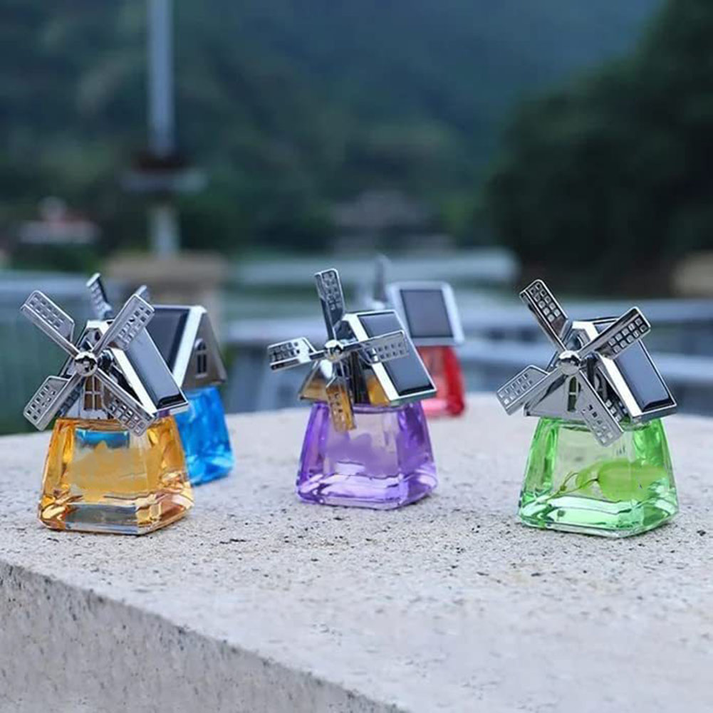 Car Windmill Solar Air Freshener Perfume Air Outlet Aromatherapy Ornament Auto Decoration Flavoring Rotating Deodorant Diffuser
