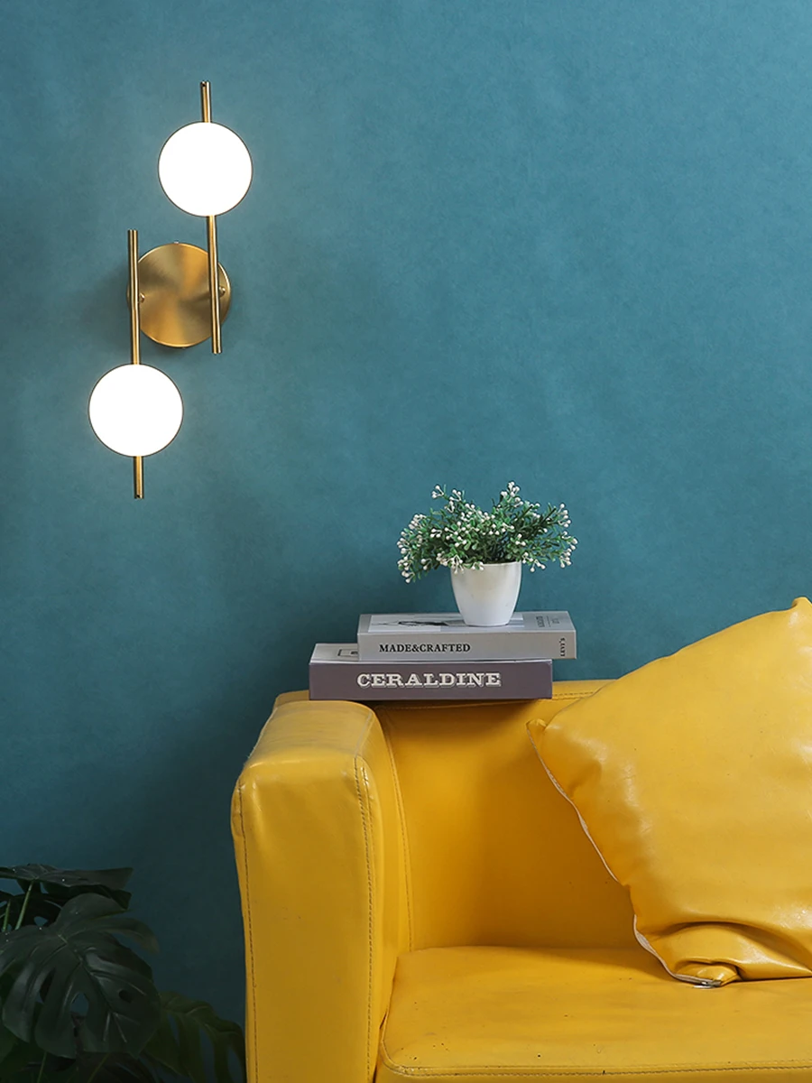 Golden Milky Glass Round Ball LED Wall Lamp Image 10