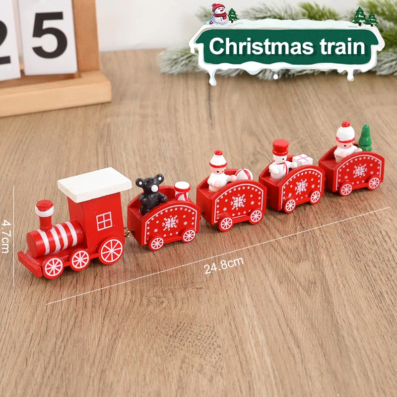 thumbnail image 1 of Tren de madera de Navidad, adornos navideños para el hogar, adorno para árbol de Navidad 2024, regalo para niños, Feliz Año Nuevo 2025, 1 of 5