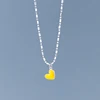 Modian 925 Sterling Silver Minimalism Rainbow Color Enamel Hearts Pendant Necklace Trendy Link Chain For Women Wedding Jewelry 4