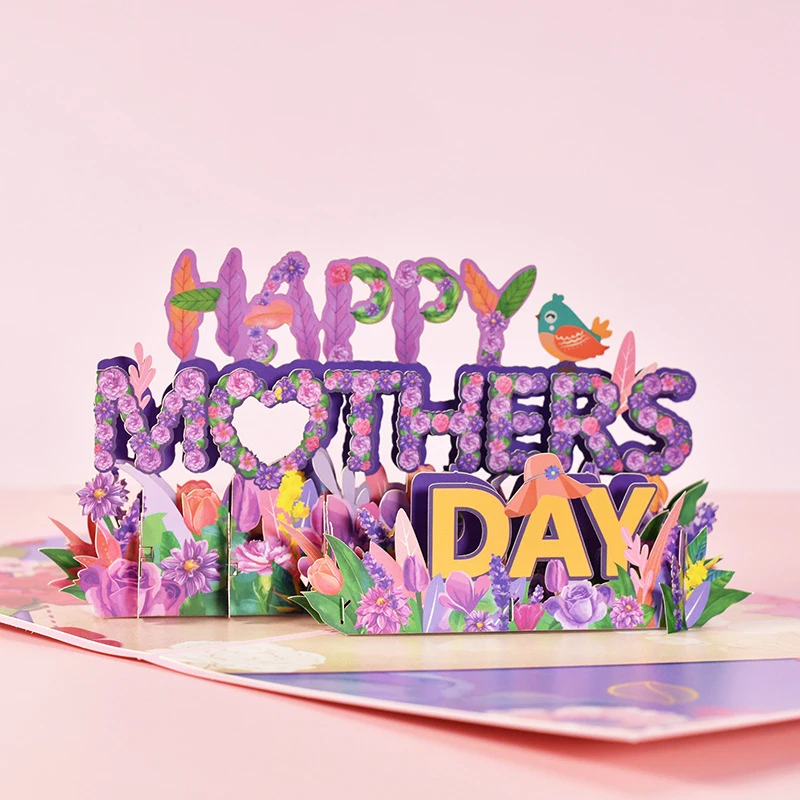 Greeting cards 3D Happy Mother's Day pop-up flower blessing card with envelope for mom wife birthday