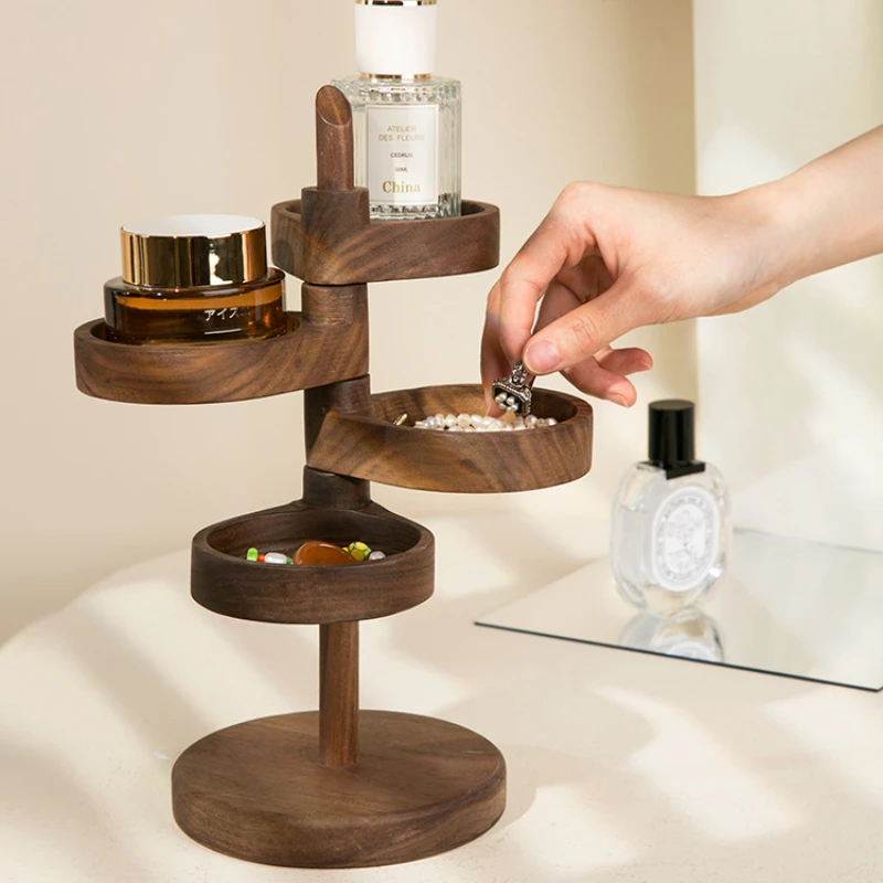 

The 360-degree Rotation Easy Use Kitchen Items The Real Wood Made The Shape Beautiful Kitchen Organizer Layered Desktop Storage