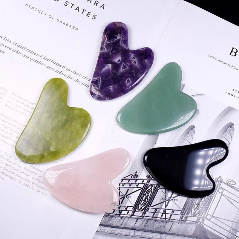 1PC Stone Gua Sha Massage Board For Face Rose Quartz Guasha Plate Jade Face Massager Scrapers Tools For Neck Back Body
