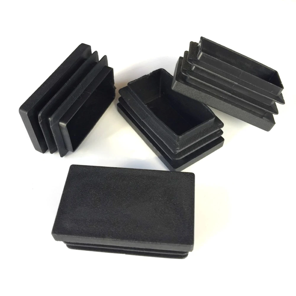 2/4/10Pcs Black Rectangle Plastic Pipe Plug 10x20mm-60x100mm Blanking End Cap Tube Inserts Plug Bung For Steel Furniture Leg silicone rubber plugs pipe end cap rubber caps silicone rubber caps floor protector caps