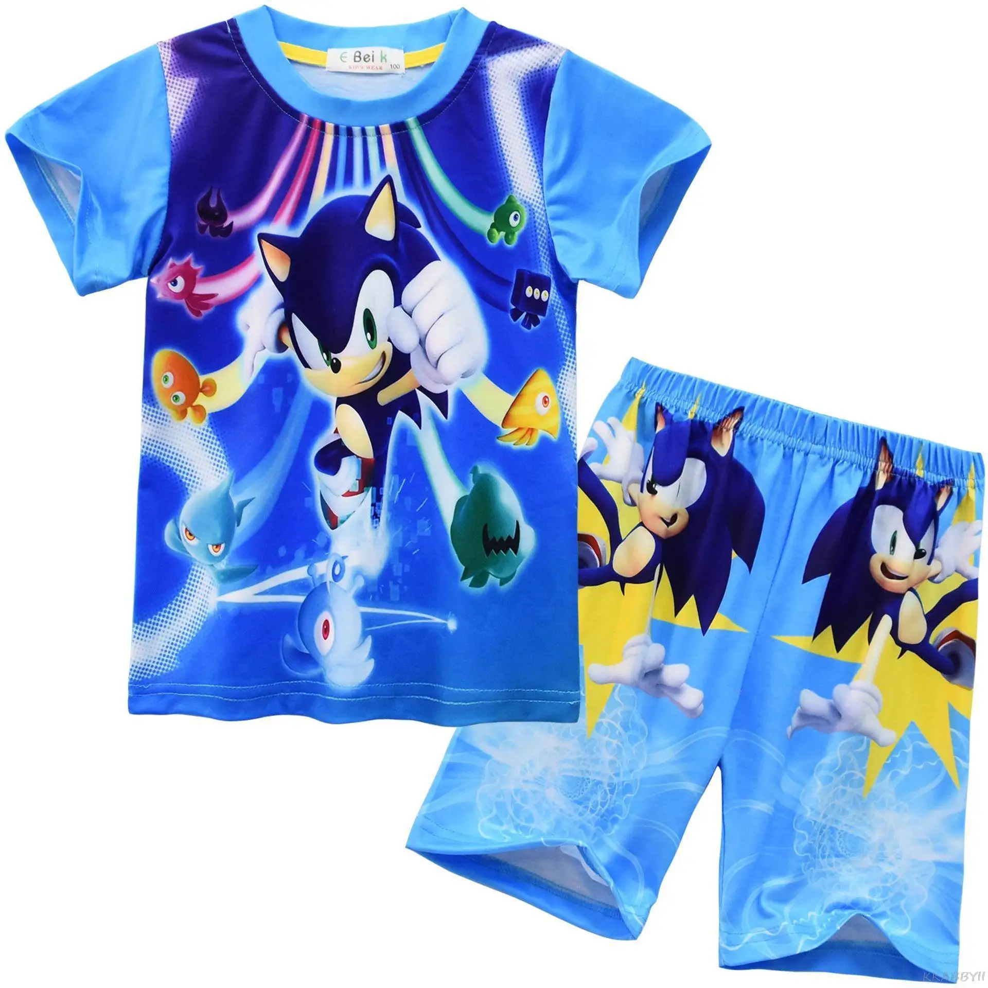thumbnail image 1 of Conjunto de pijamas de Sonic para niños, ropa de dormir de verano para bebés y niñas con dibujos animados, 1 of 4