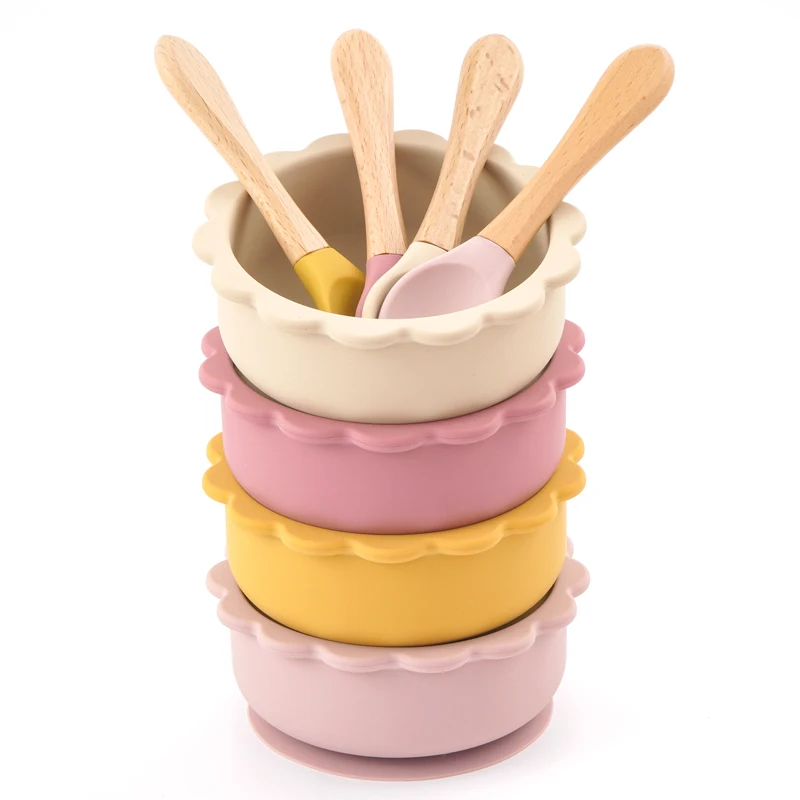 Mother Kids Silicone Cookware Feeding Solid Food Sucker Bowl For Babies Toddler  Dishes Plate Training Children's Tableware 3
