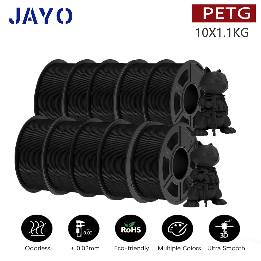 Filamento PLA/PLA Meta/PETG/PLA PLUS/PLA mate para impresora 3D JAYO de 1,75 mm, 10 rollos, materiales de impresión 3D para impresora 3D y bolígrafo 3D