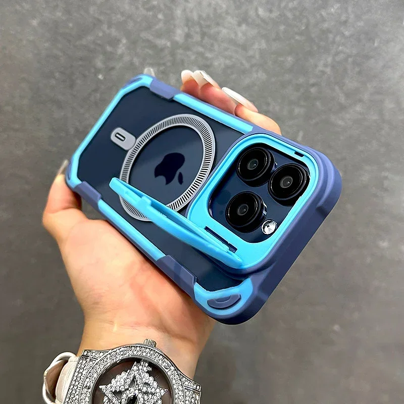 Luxury Shockproof Armor Transparent Case with Magsafe Wireless Charging Compatibility
