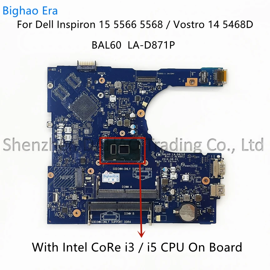 Placa-mãe para Dell Inspiron 15 La-d871p Intel I37100u I5-7200u Cpu Cn:0dmd9k 0kckcp 0p1mtv Bal60-laptop