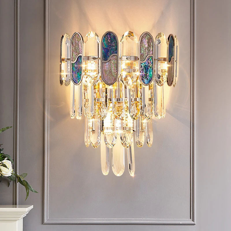 

Luxury LED Household Crystal Wall Lamps Nordic Balcony Staircase Bedroom Light Fixtures Modern Living Room Decoration Wall light