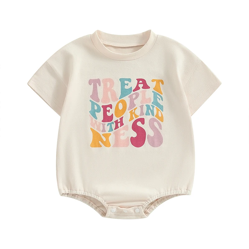 

Комбинезон летний детский с коротким рукавом и буквенным принтом