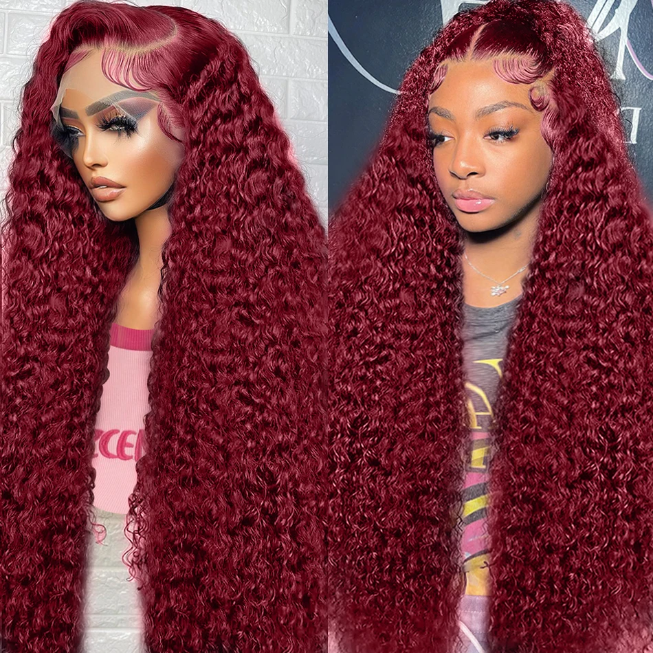 HD Deep Wave 99J Burgundy Red Colored 13x4 13x6 Lace Front