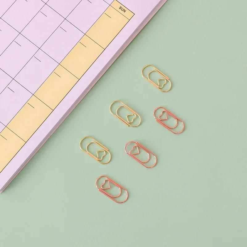 Binder Clips Paper Clips Mini Bookmark Metal Clamp Clips 50pcs Metal Love Heart Paper Clips