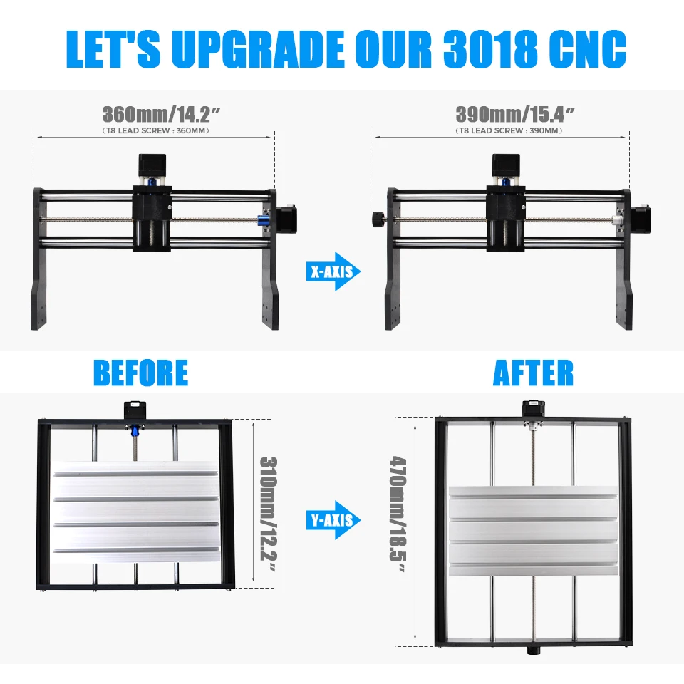 DIY CNC 3018 Pro Extension Upgrade Kit 3018 to 3040 Compatible with Pro Engraving Milling Machine laser engraving machine,cnc engraving machine parts,cnc controller tools