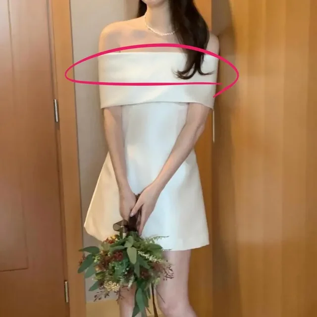 OLOEY-Vestidos de casamento curtos de cetim com Bolero, vestidos