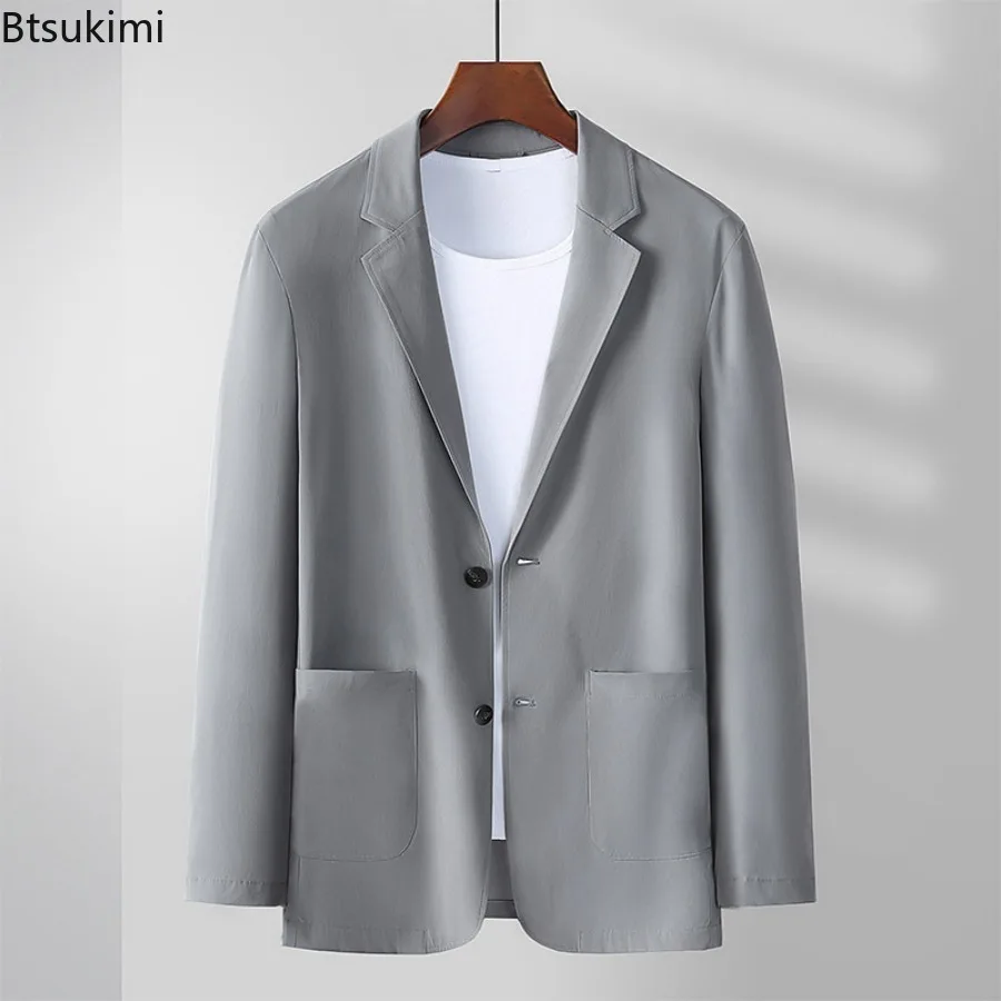 2024 High-end Men's Thin Blazer Jacket Fashion Casual Slim Light Business Suit Coats Men Trend Two-button Blazers Versatile Tops