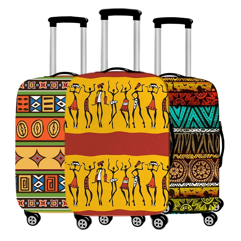 Afro Pattern Print Luggage Cover for Travel Africa Brown Women Suitcase