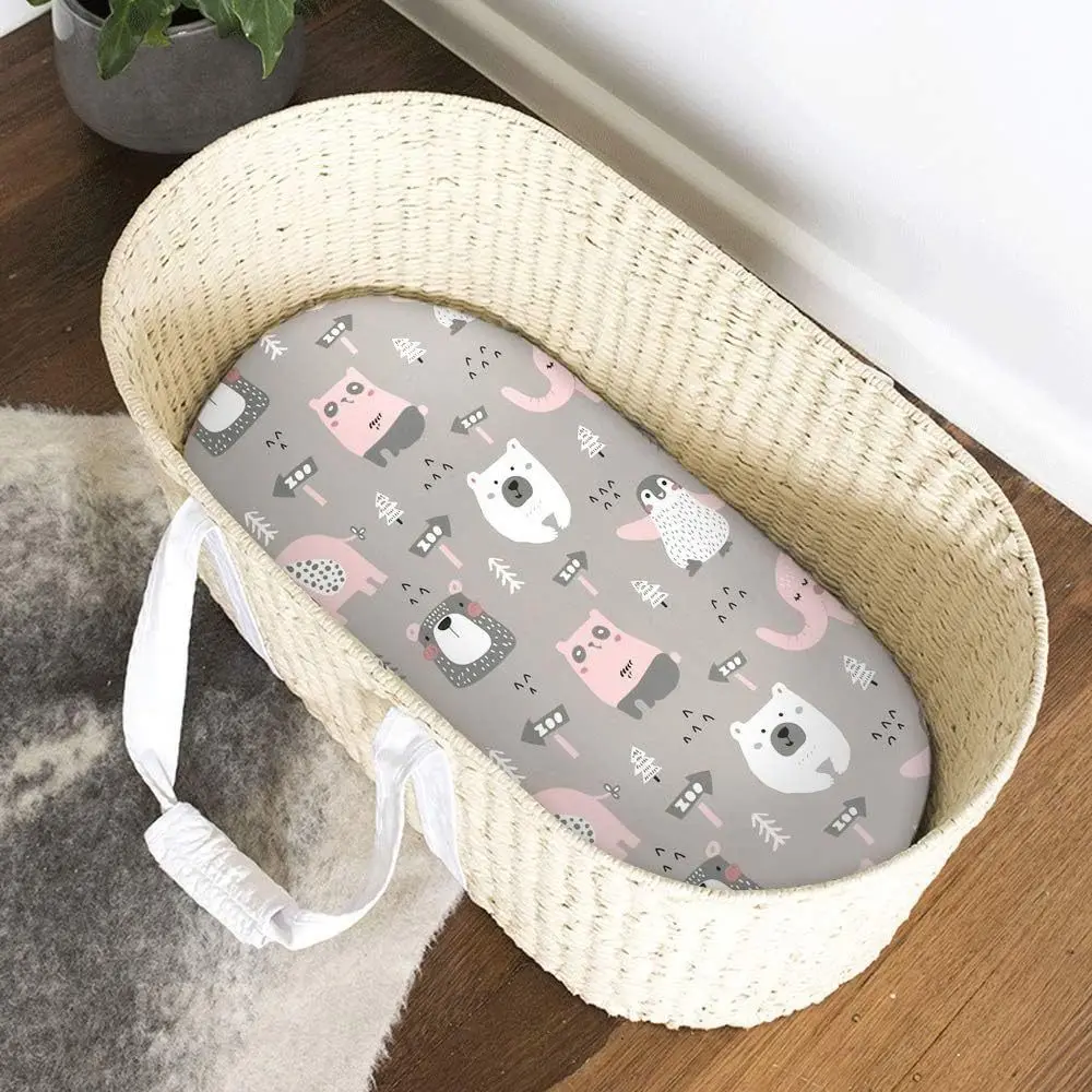

Cozy Baby Bassinet Sheets Floral Pattern Elastic Bassinet Crib Sheet Comfortable Breathable Infant Mattress Sheet Home