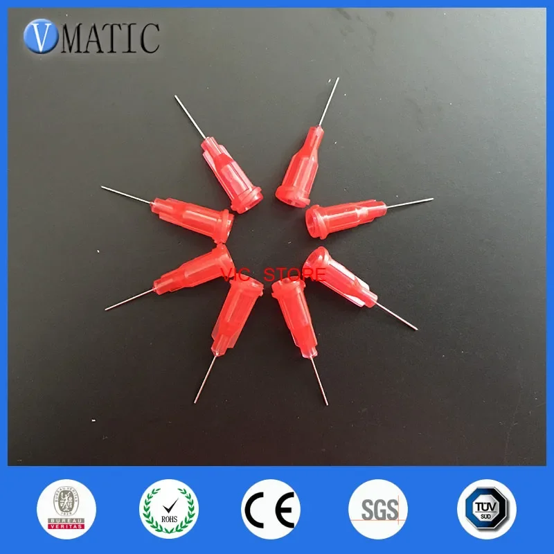 Plastic Syringe Needle Tip 100Pcs 25G Red 0.5'' 1/2 Inch Length Glue Dispensing Needle Tips Nozzle