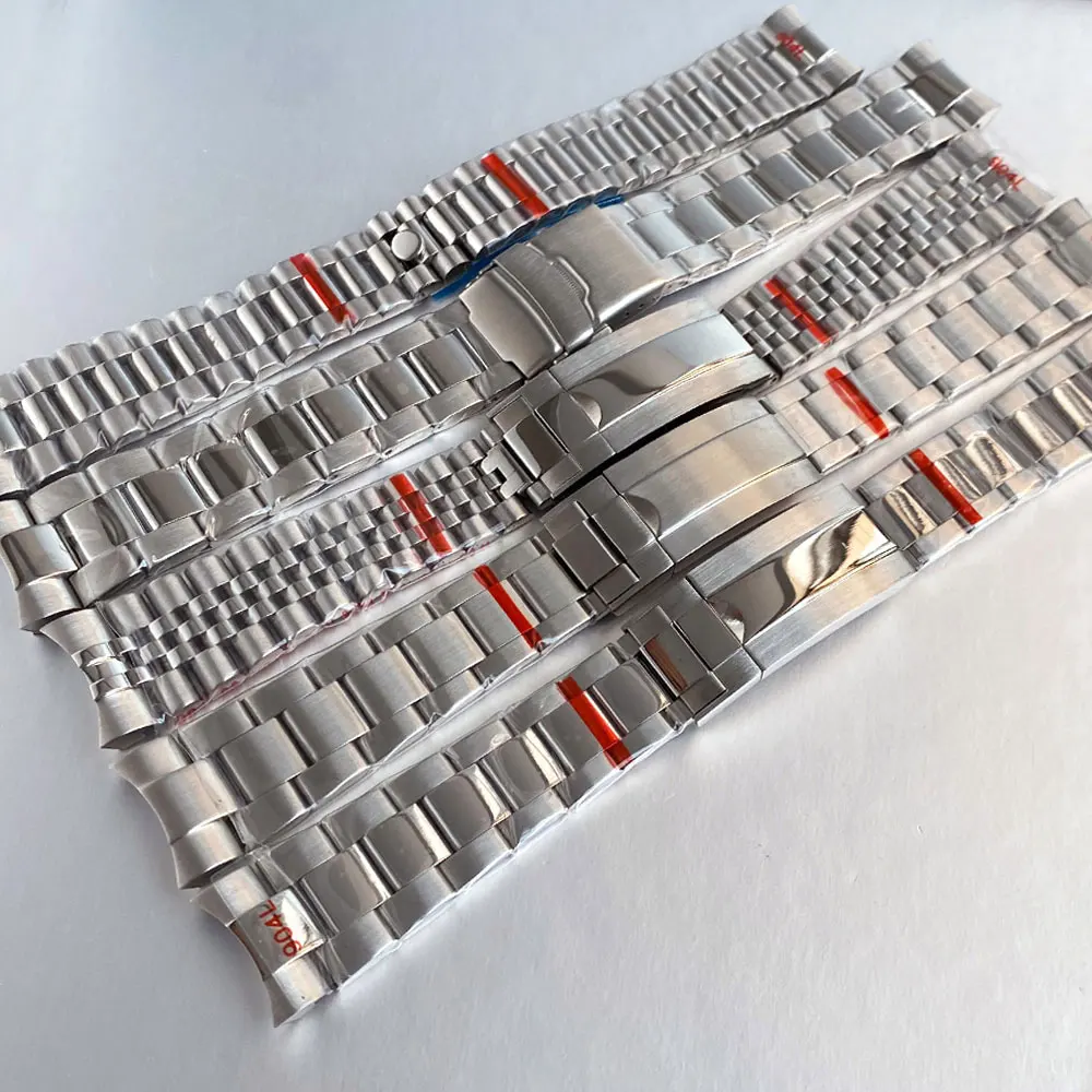 Silver Stainless Steel Jubilee Watch Strap Bracelet, 20mm Width, with Glide Lock Clasp