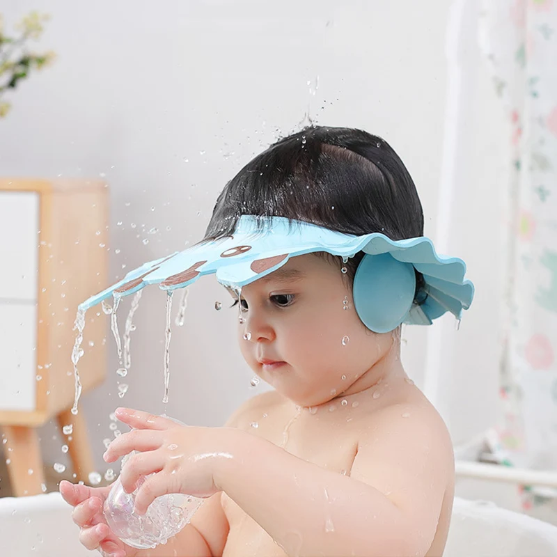 Cartoon Baby Bath Accessories Adjustable Hats Protect Ears Shower Cap Caps Shampoo Shampoo Hat for Newborns Children Kids Child