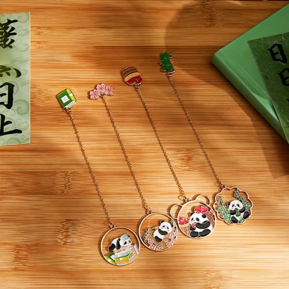 Panda Metal Bookmark Chinese Style Painted Tassel Pendant Pages Separator Tags Stationery School Office Supply animal bookmark,bookmarks stationery supplies