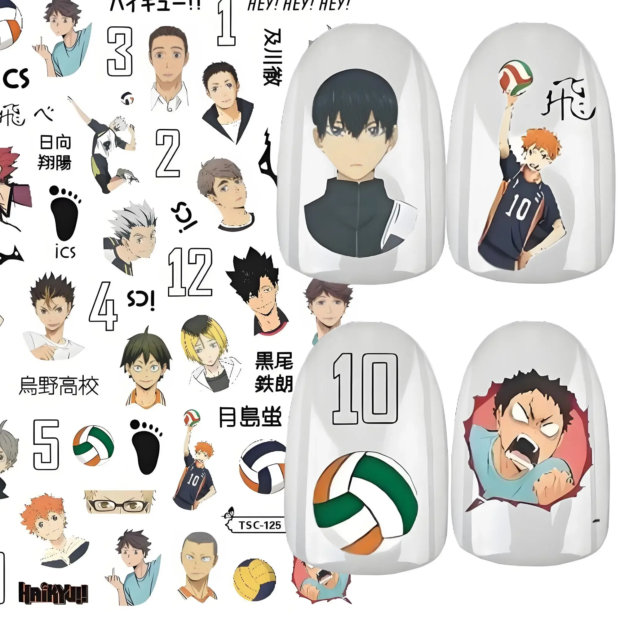 TSC-116 Anime 3d nail art sticker stamp decal nail slider decor Haikyuu!! Hinata Shoyo Tobio Kageyama