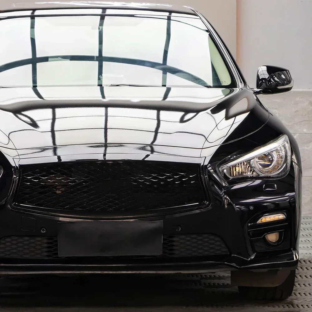 Glänzende, helle schwarze Auto-Wrap-Aufkleber, blasenfrei, Farbwechsel, Vinylfolie, Aufkleber, Autozubehör, Außen- und Innendekoration – Detail 1