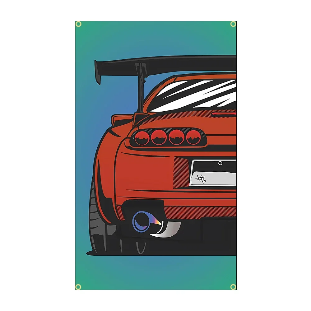 thumbnail image 1 of Bandera de coche JDM de poliéster con estampado de carreras, 90 x 150 cm, 3 x 5 pies, para decoración, 1 of 5