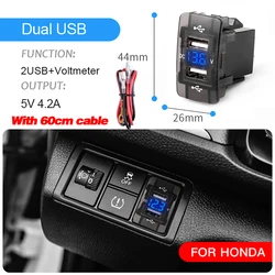 Dual Port Toma Fast Charger with LED Voltmeter - 4.2A Car USB Socket Adapter (4.2A 44X26MM Volt)