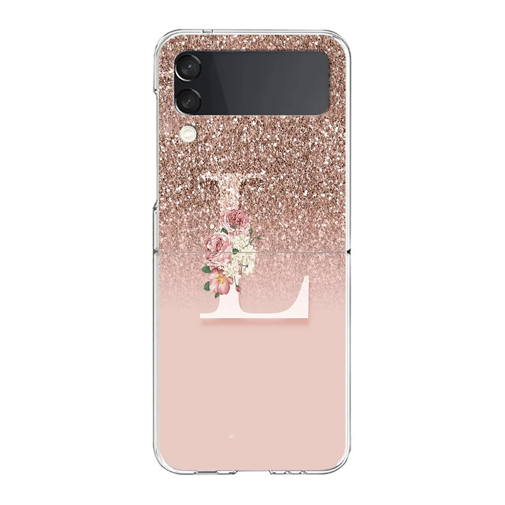 Pink Flower Letters Hard Folding Phone Case Cover - Elegant Floral Design