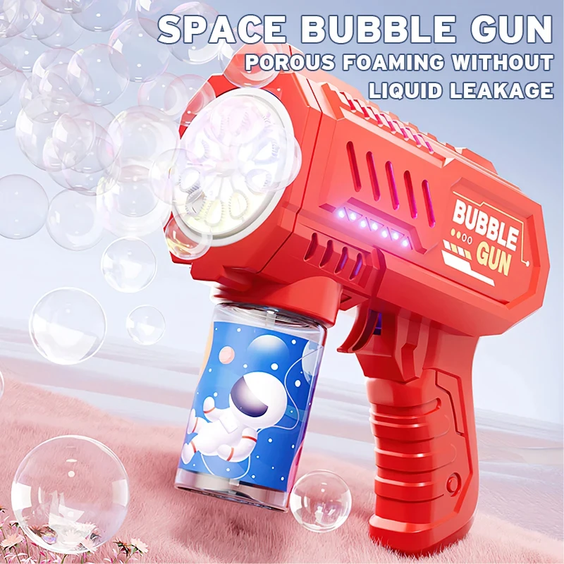 10 Holes Children Electric Bubble Gun Rocket Soap Automatic Bubble Machine Bubbles Gun Kids Summer Outdoor Bubble Blowing Toys 3