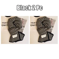 Women's Double - Sided Thick Knit Winter Scarf - Cute & Warm (Black 2 Pc)