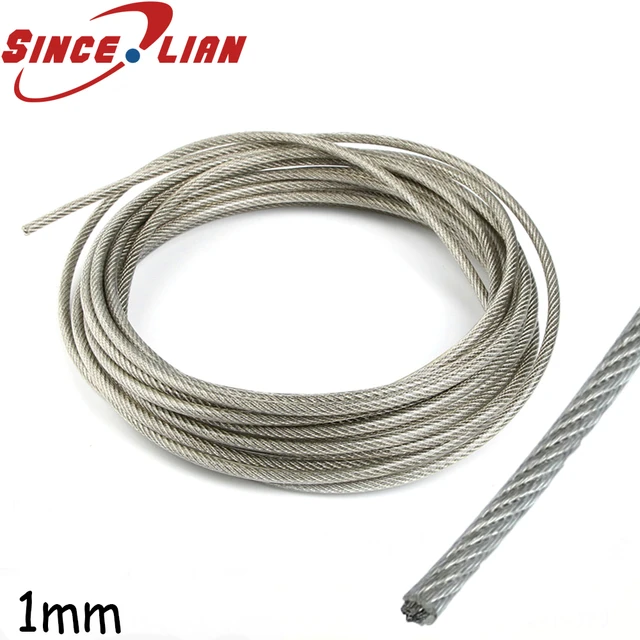Câble flexible revêtu de PVC, acier inoxydable transparent, ULà tout, câble  souple, diamètre 0.8mm, 1mm, 1.5mm, 2mm, 3mm, 5 m - AliExpress