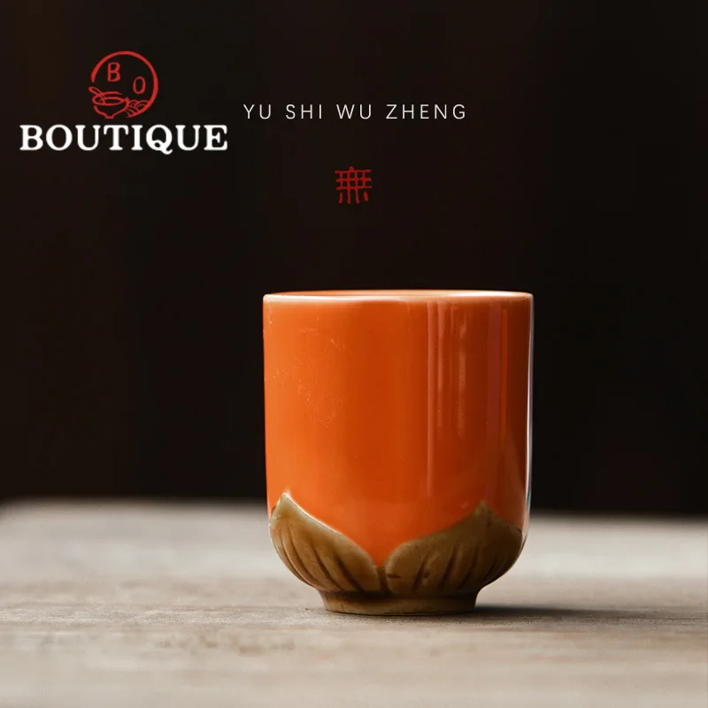 60ml Creative Persimmon Lotus Throne Teacup Sample Tea Cup Personal Master Cups Japanese Sake Cup Tableware Supplies Craft