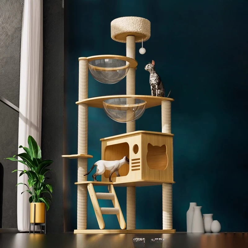 

Accessories Climbing Cat Scrapers Wooden High Luxury Space Saving Toys Cat Scrapers Nest Drapak Dla Kota Cat Supplies MR50CS