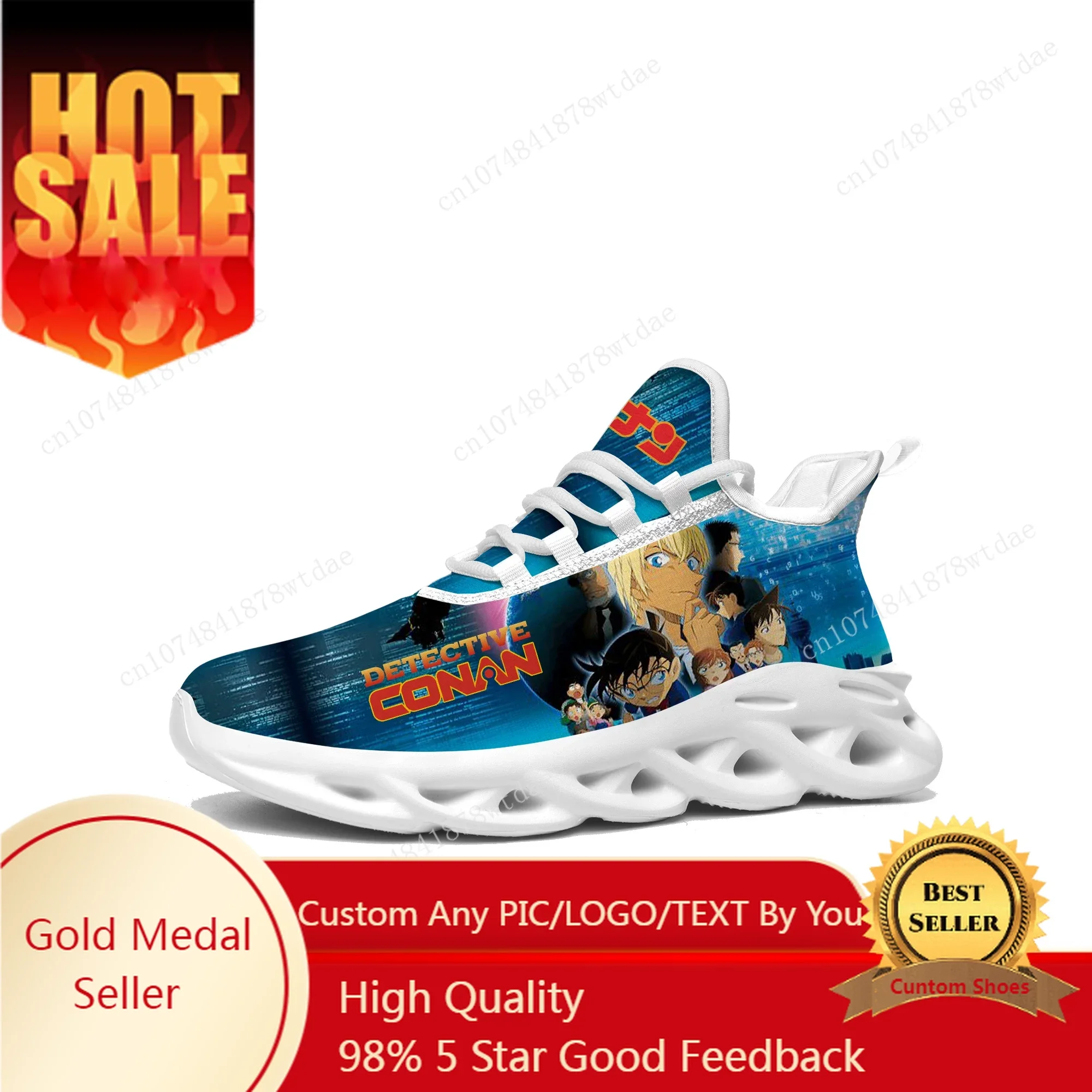 

Japanese Anime Detective Conan Flats Sneakers Mens Womens Teenager Sports Running Shoe High Quality Custom Lace Up Mesh Footwear