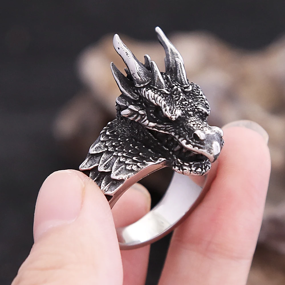 Dragon Ring with Stone in Sterling Silver – Le Dragon Argenté