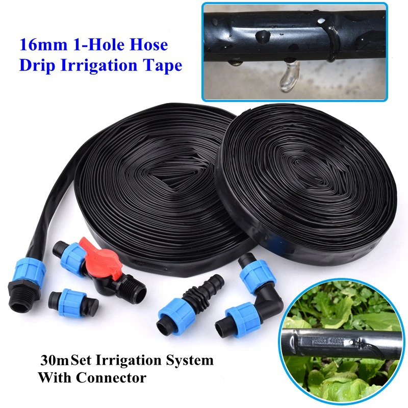 Green Hose & Roller Hooks Garden Hydroponics Irrigation 16mm X 30M 