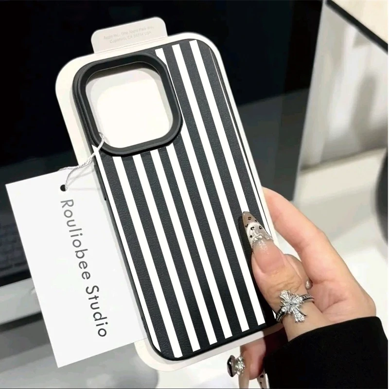Colorful Lychee Stripe Protective Phone Case