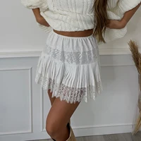 Fashion High Waist Pleated Mini Skirt Chic Ladies Lace Skirt Classic Women Vintage High Street Club Party Y2k Fairy A-line Skirt - Image 3